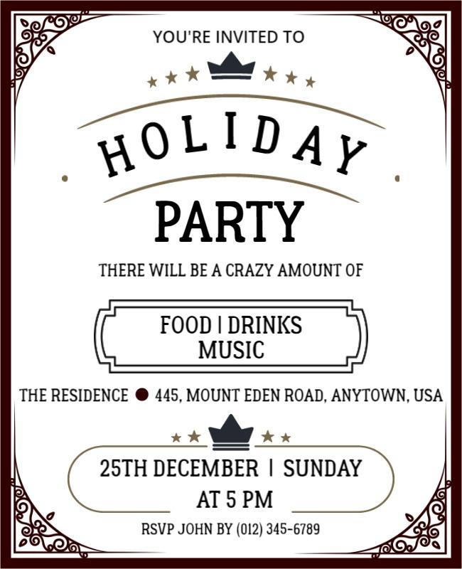 Festive Holiday Party Invitation Flyer Template