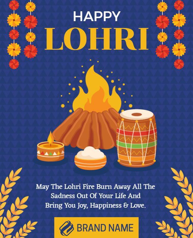 Festive Illustration of Lohri Celebration Flyer Template