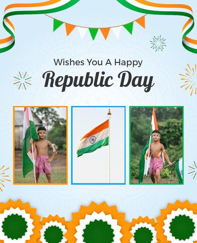 Festive Indian Republic Day Celebration with Flags Poster Template