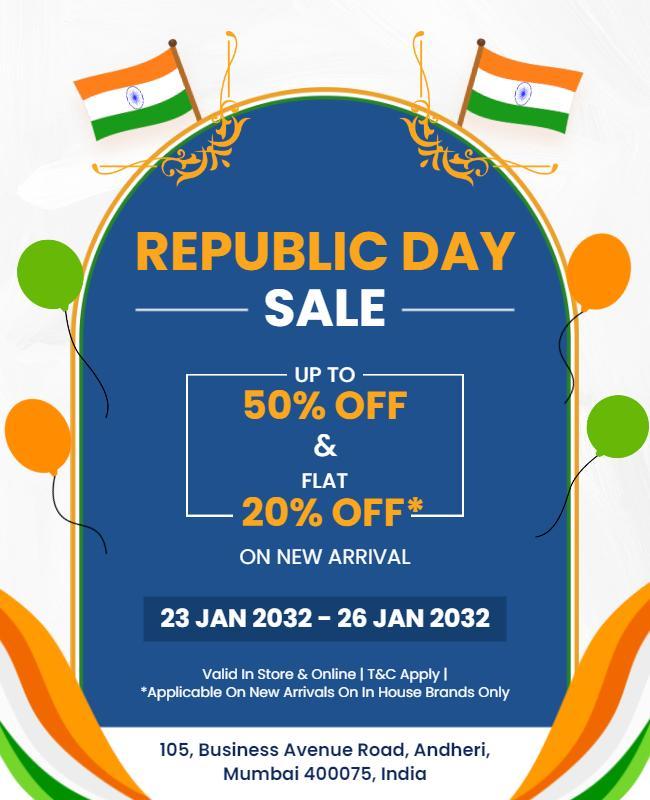 Festive Indian Republic Day Sale Promotion Poster Template