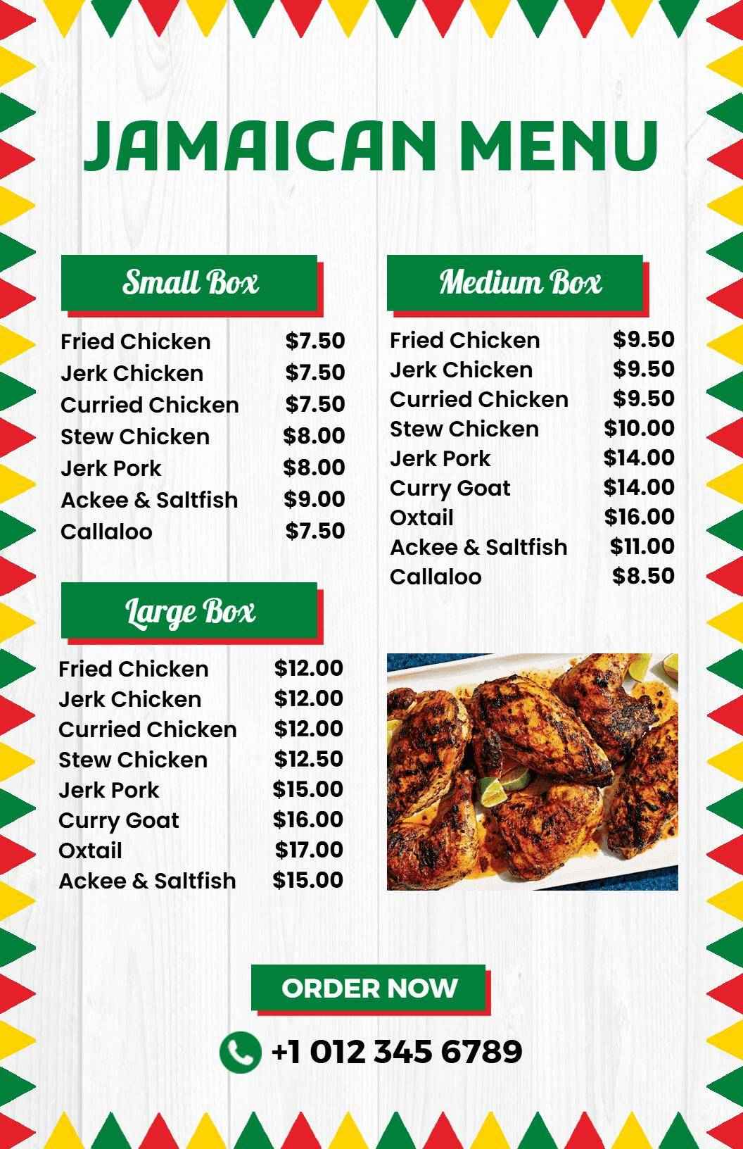 Festive Jamaican Holiday Menu Template