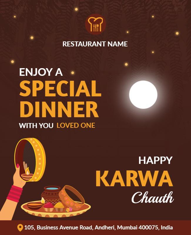 Festive Karwa Chauth Special Dinner Invitation Poster Template