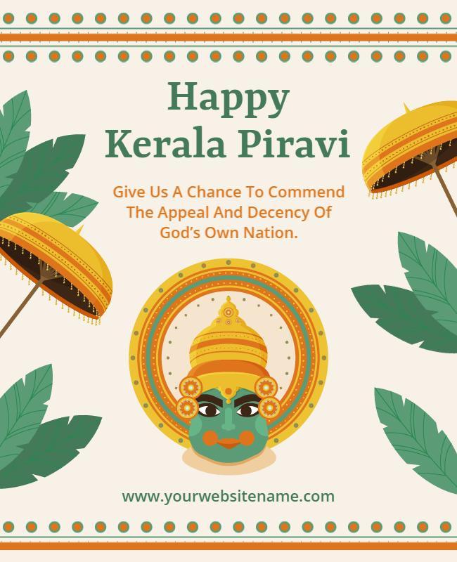 Festive Kerala Piravi Celebration with Traditional Elements Poster Template