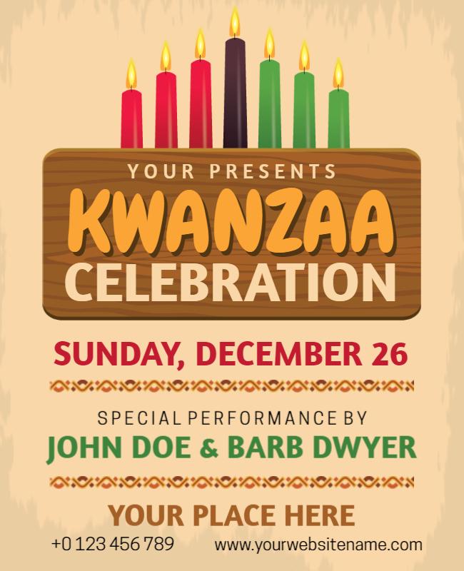 Festive Kwanzaa Celebration with Colorful Candles Flyer Template