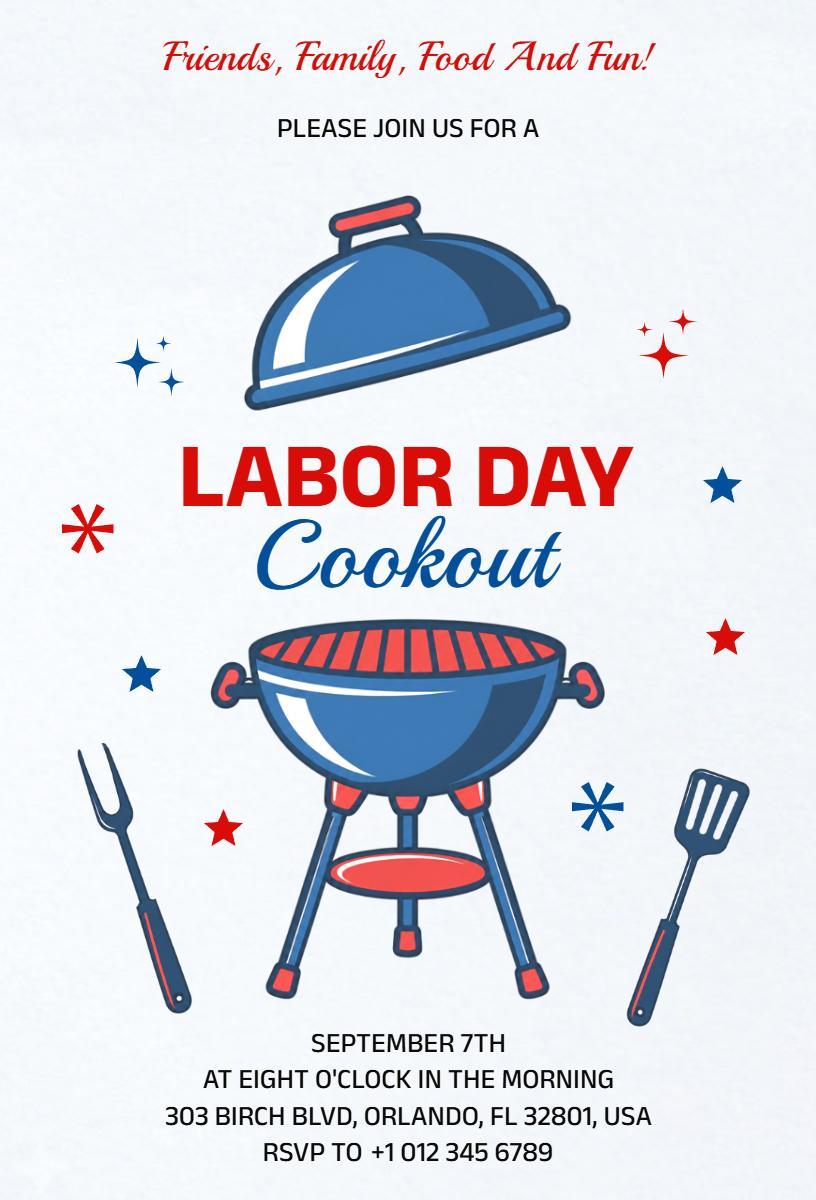 Festive Labor Day Backyard Cookout Celebration Invitation Template