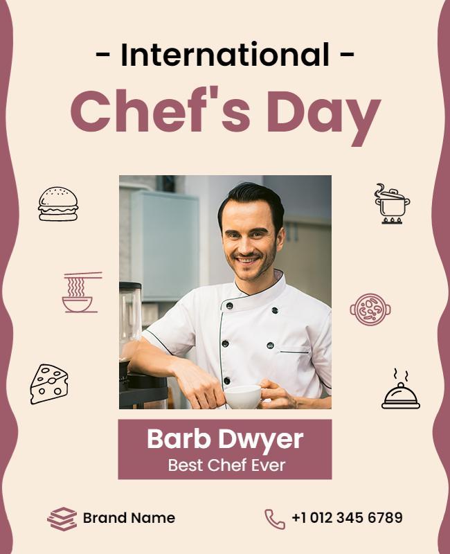 Festive Maroon International Chef's Day Celebration Poster Template