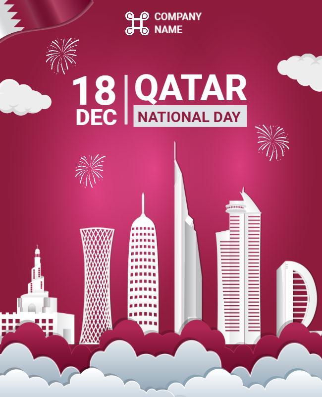 Festive Maroon Qatar National Day Celebration Poster Template