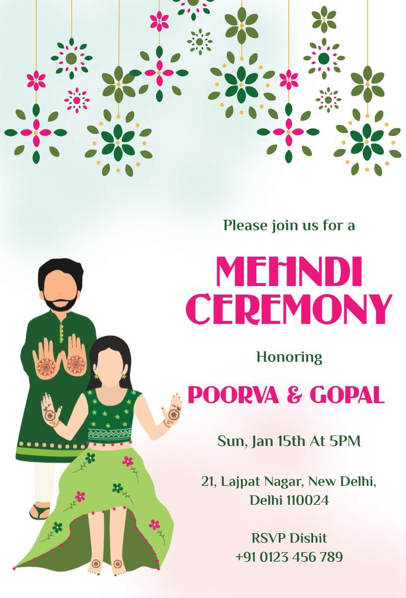 Festive Mehndi Ceremony Indian Celebration Invitation Template