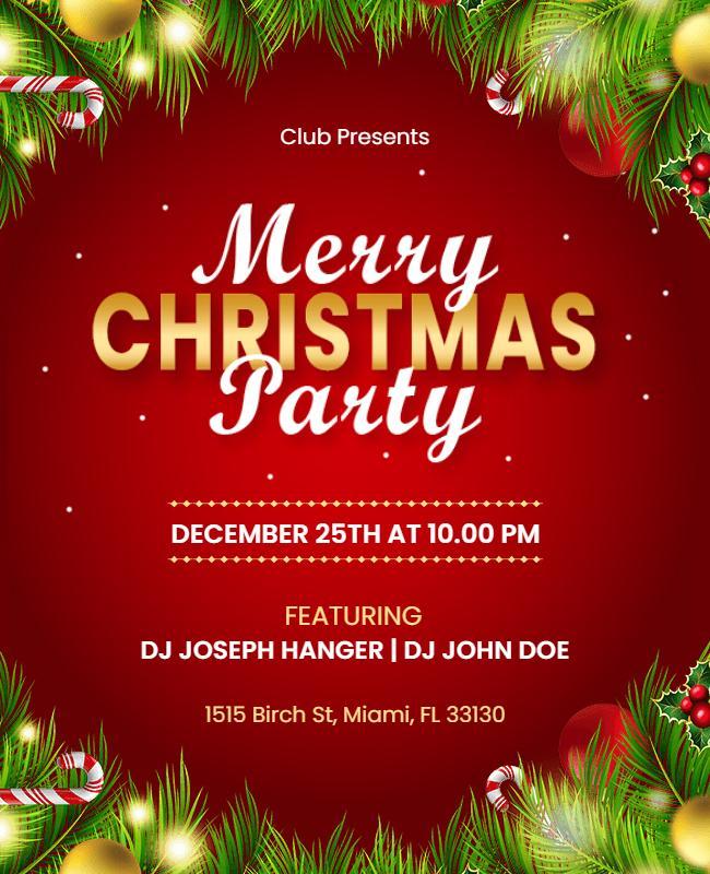 Festive Merry Christmas Party Celebration Flyer Template