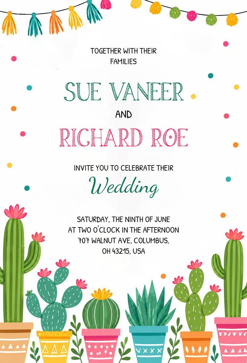 Festive Mexican Style Wedding Invitation Template