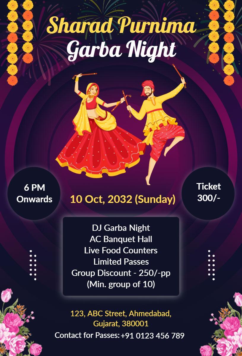Festive Navaratri Garba Night Celebration Invitation Template