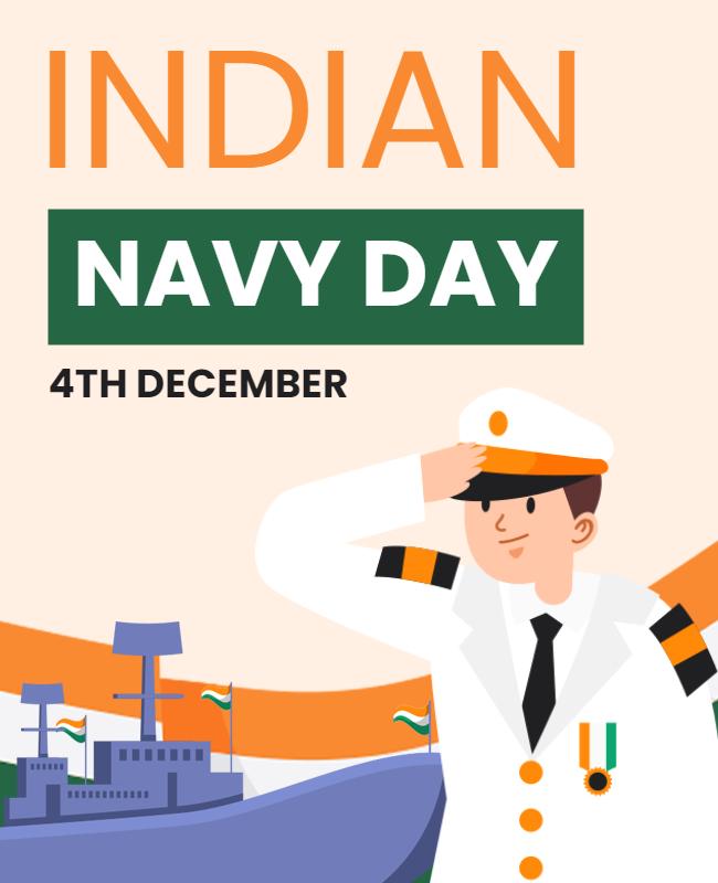 Festive Navy Blue Indian Navy Day Salute Celebration Poster Template