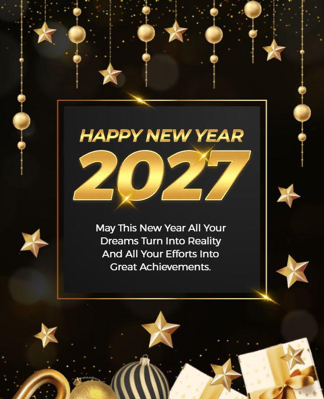 Festive New Year 2027 Greeting Flyer Template