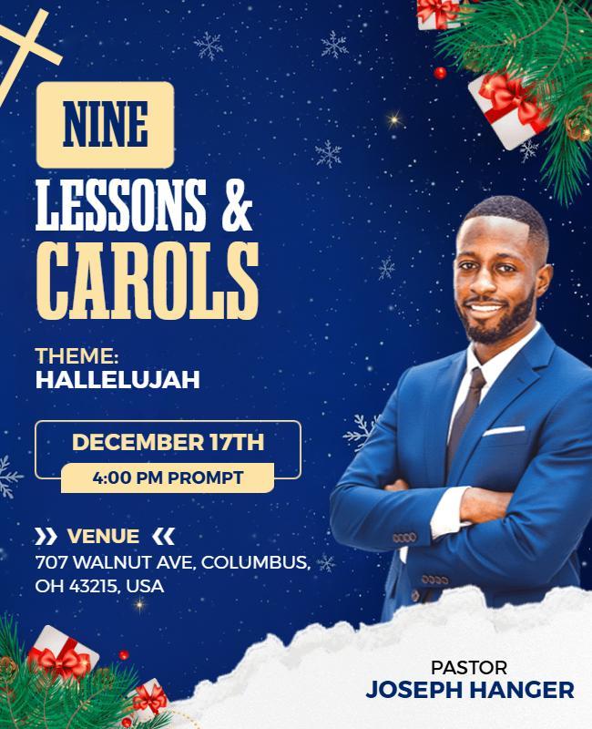 Festive Nine Lessons and Carols Celebration Flyer Template