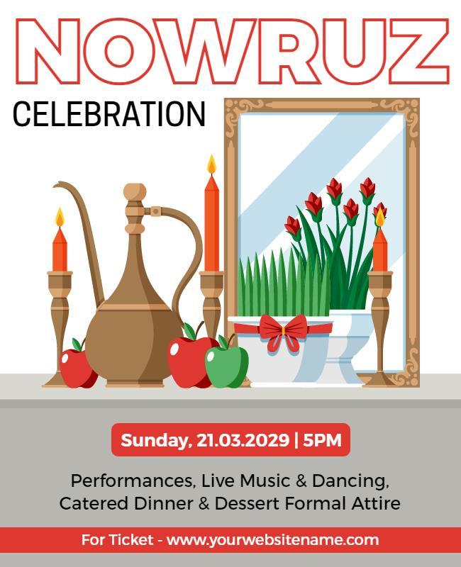 Festive Nowruz Celebration with Traditional Elements Poster Template