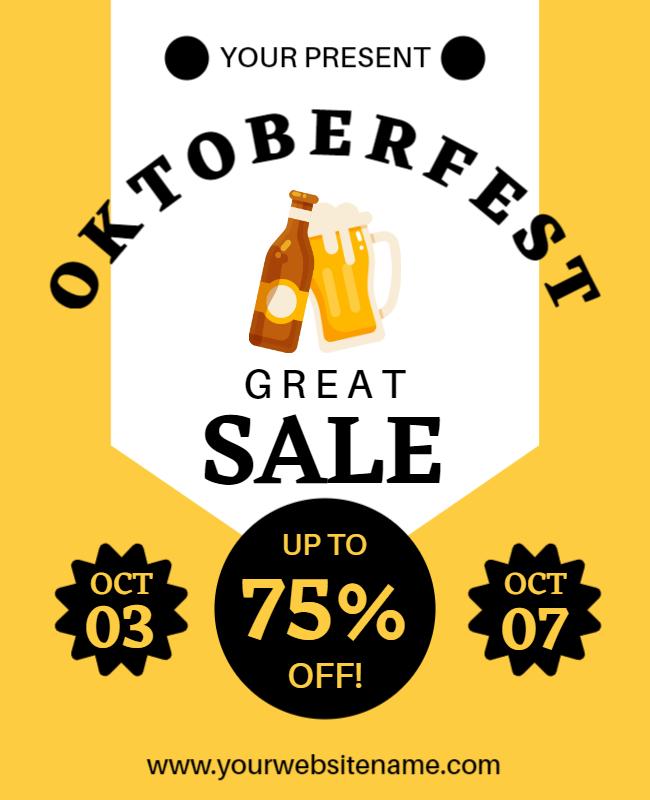 Festive Oktoberfest Beer Sale with Yellow Background Poster Template