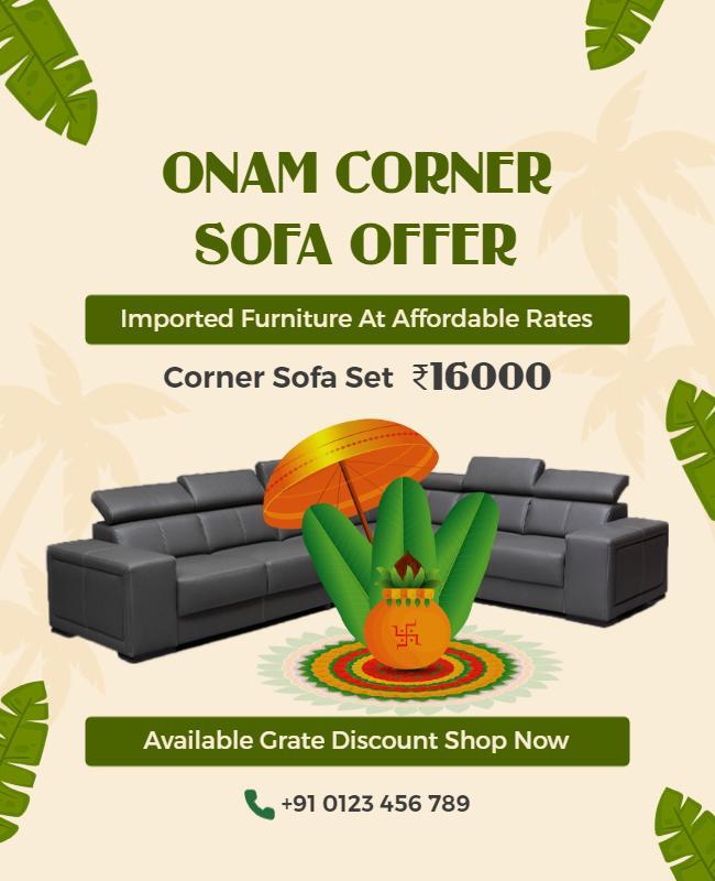 Festive Onam Corner Sofa Offer Promotional Poster Template