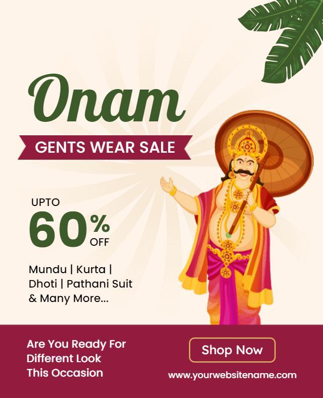 Festive Onam Gents Wear Sale with 60% Off Poster Template