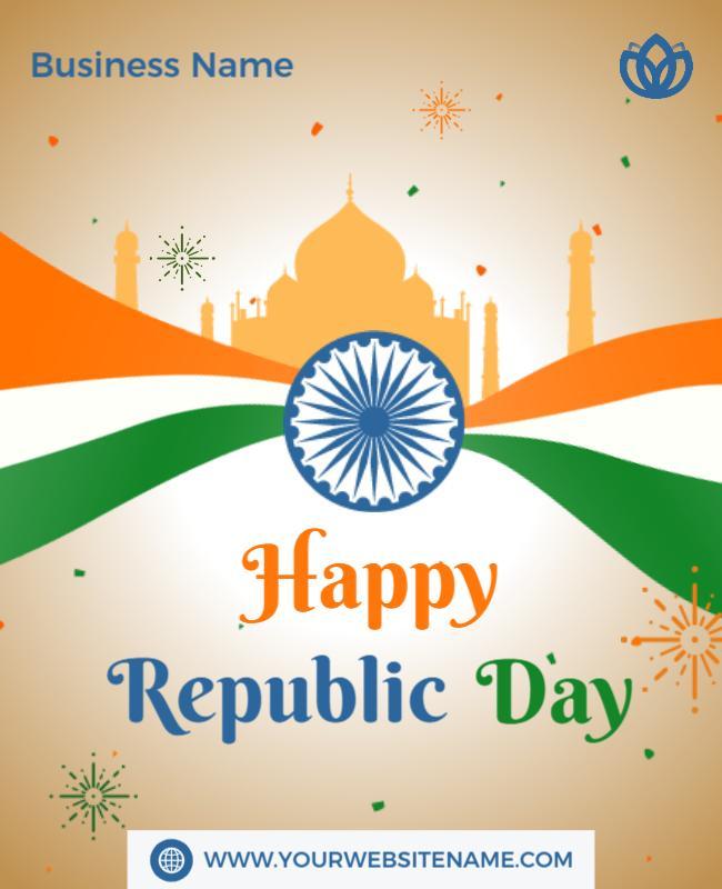 Festive Orange and Green Republic Day Celebration Poster Template