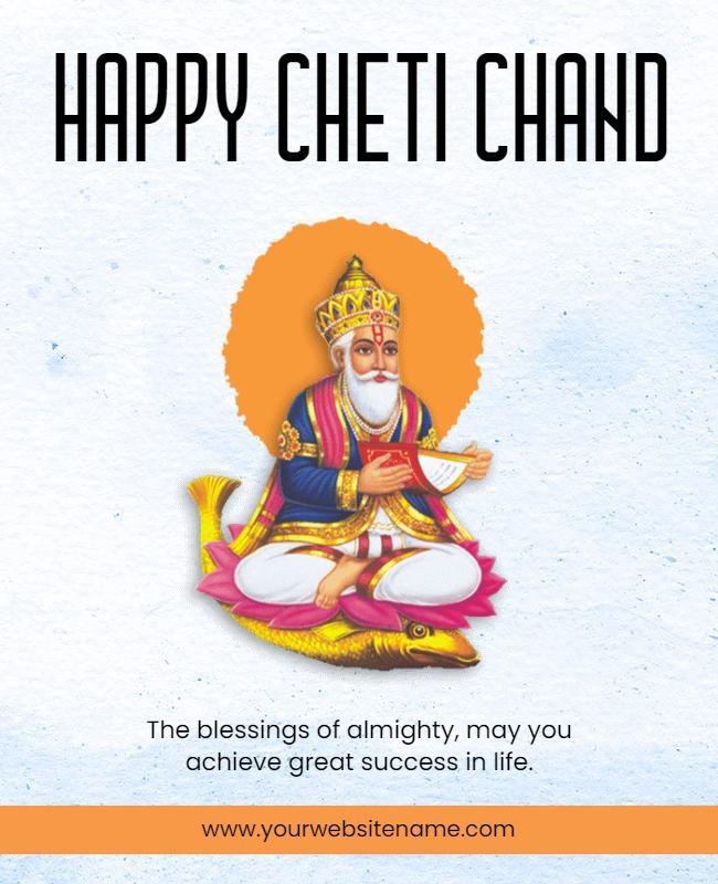 Festive Orange Cheti Chand Celebration Poster Template