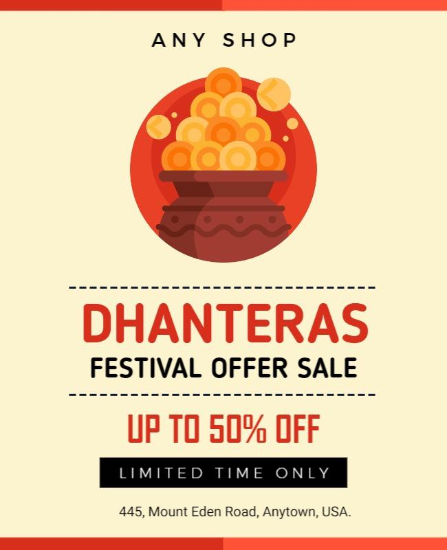 Festive Orange Dhanteras Sale Offer Poster Template