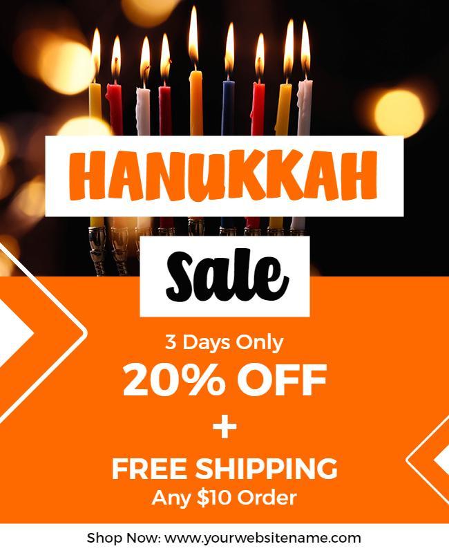 Festive Orange Hanukkah Sale Promotion Poster Template