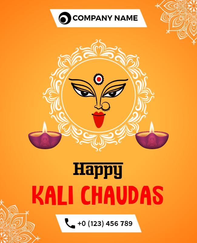 Festive Orange Kali Chaudas Celebration Poster Template