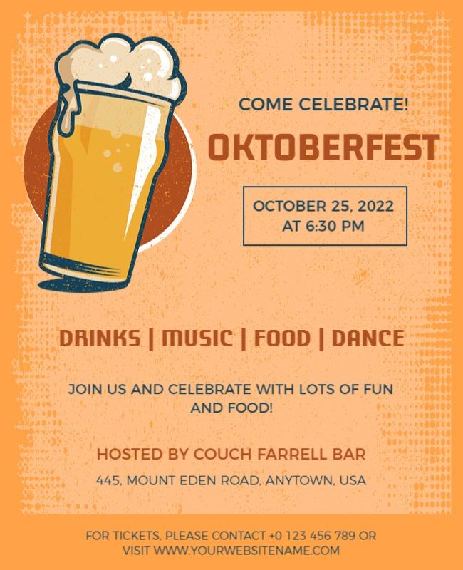 Festive Orange Oktoberfest Beer Celebration Poster Template