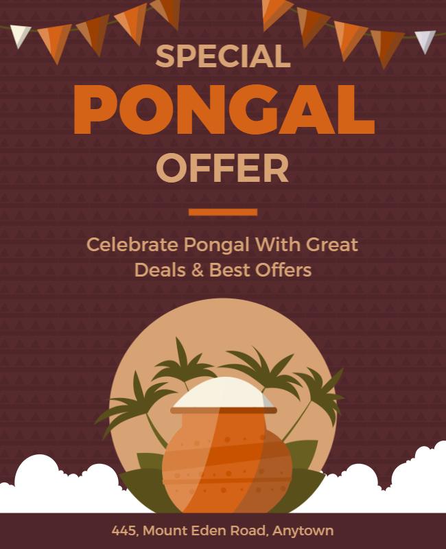 Festive Orange Pongal Celebration Offer Flyer Template
