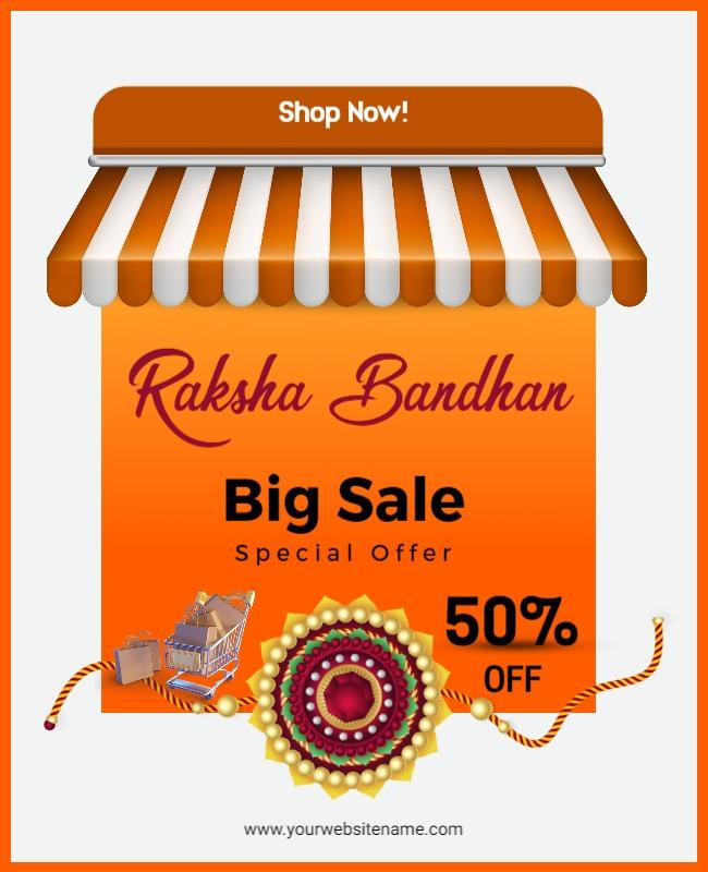 Festive Orange Raksha Bandhan Big Sale Poster Template