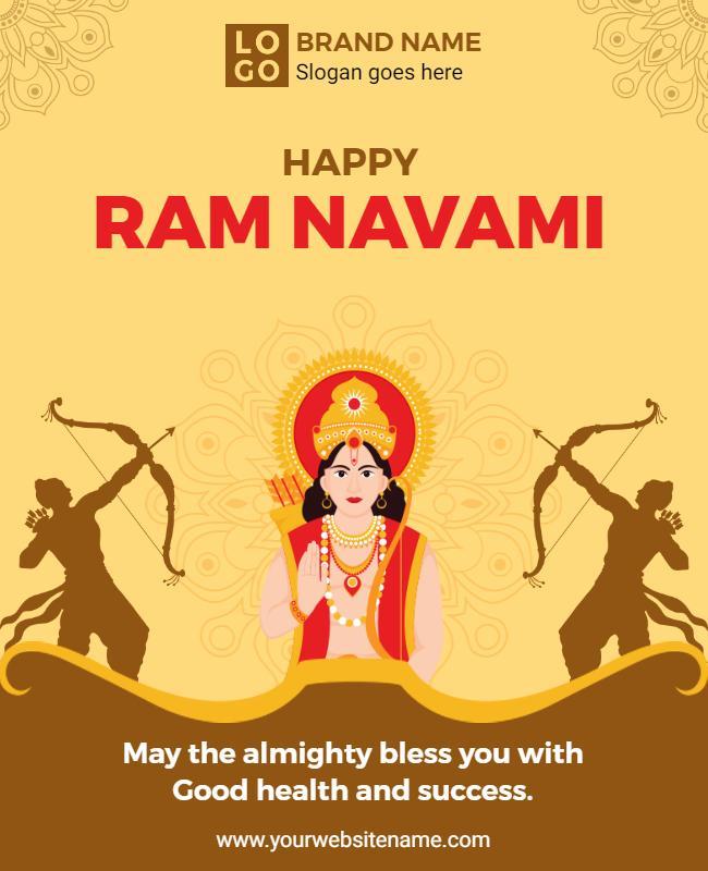 Festive Orange Ram Navami Celebration Greeting Poster Template