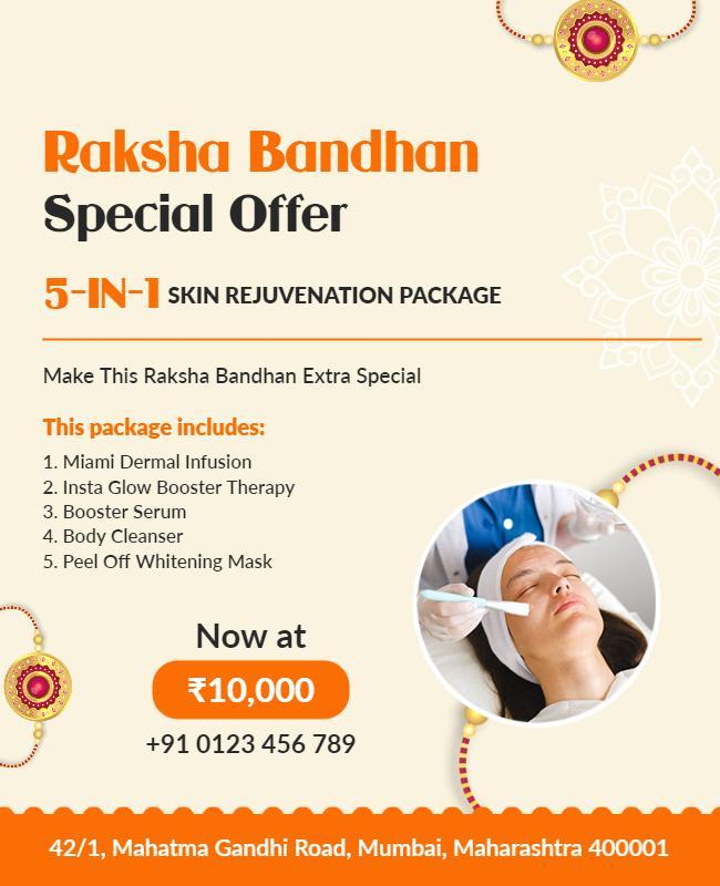 Festive Orange Skin Rejuvenation Offer for Raksha Bandhan Poster Template