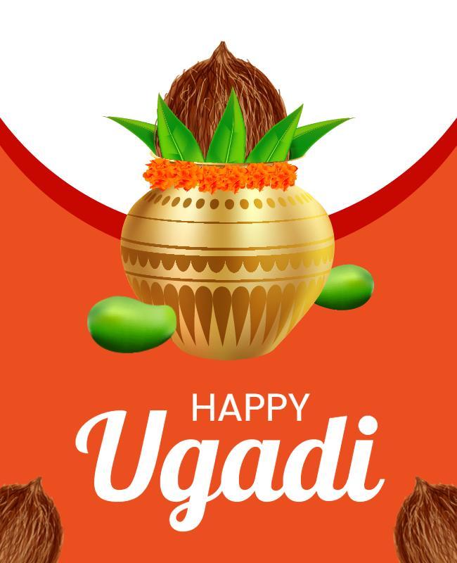 Festive Orange Ugadi Celebration Poster Template