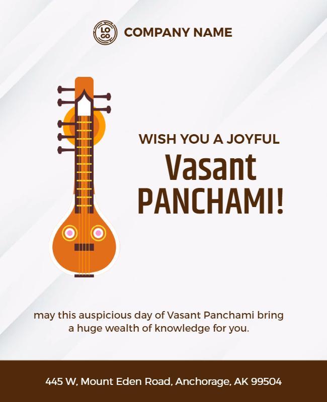 Festive Orange Vasant Panchami Celebration Poster Template