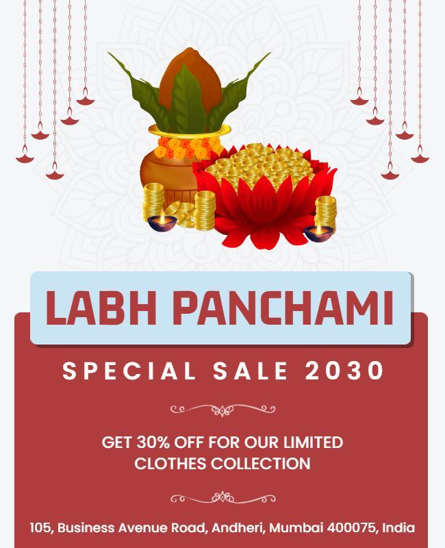 Festive Ornate Labh Panchami Special Sale Poster Template
