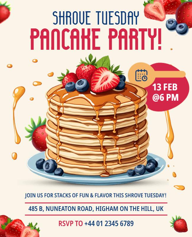 Festive Pancake Celebration for Shrove Tuesday Poster Template