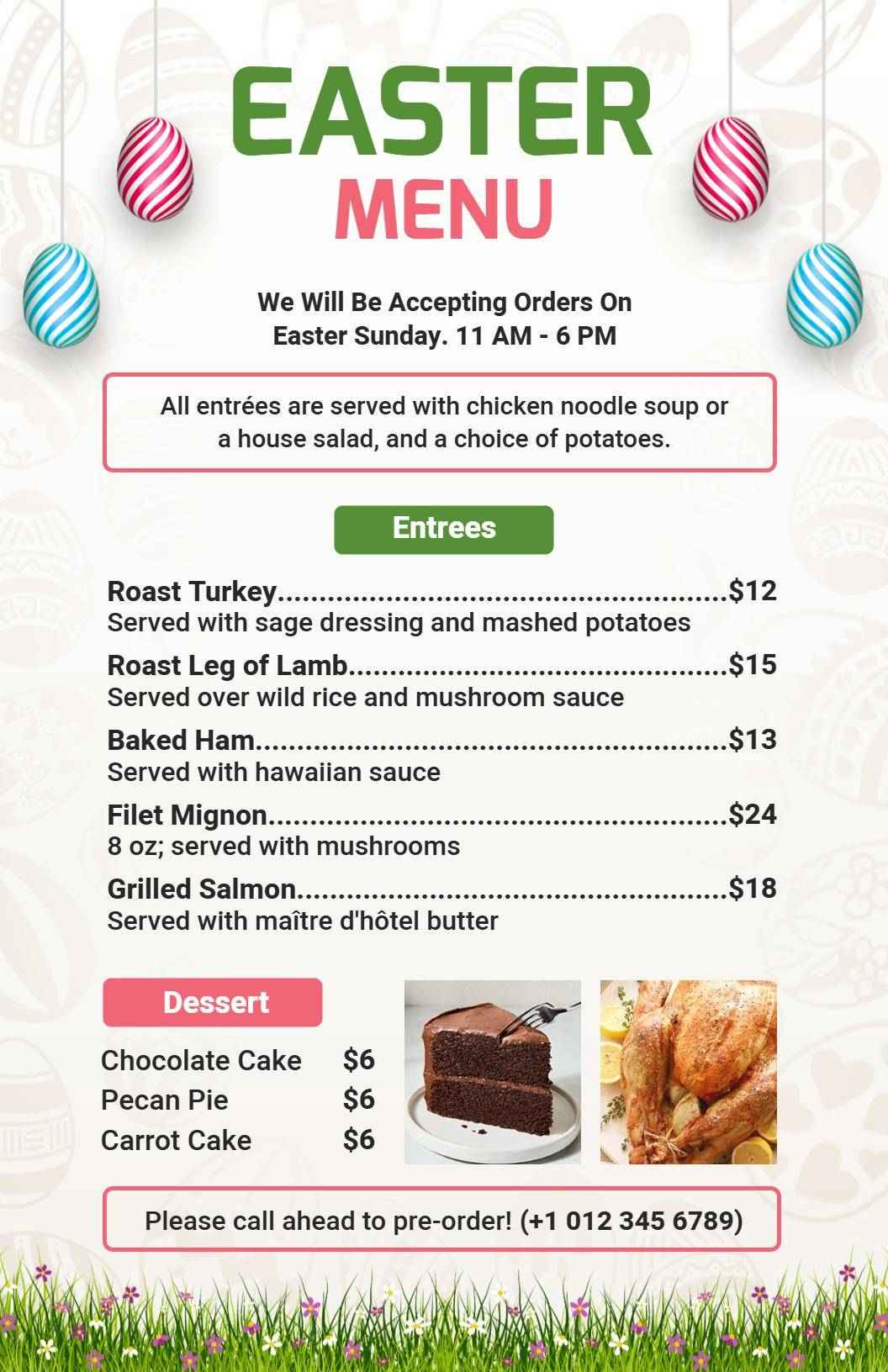 Festive Pastel Colors Easter Celebration Menu Template