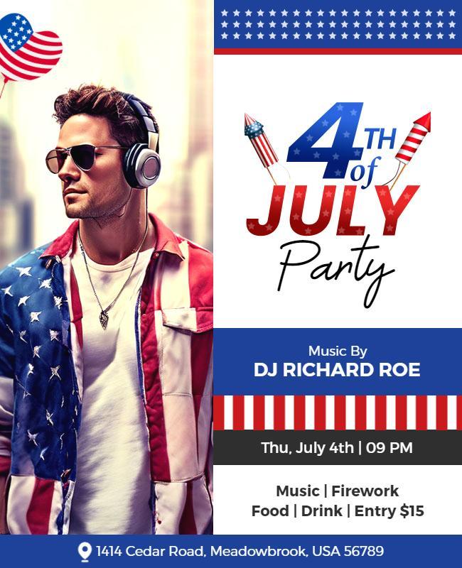 Festive Patriotic 4th of July Celebration Party Poster Template