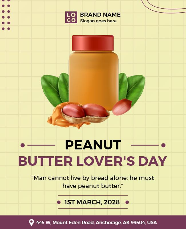 Festive Peanut Butter Lover's Day Celebration Poster Template