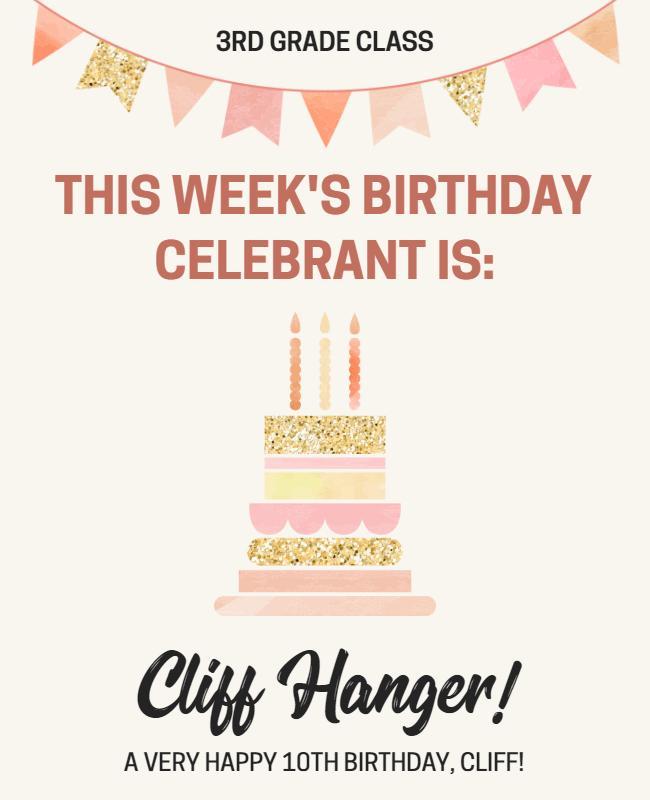 Festive Pink Birthday Celebration Announcement Poster Template
