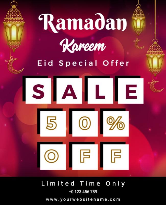Festive Pink Ramadan Kareem Eid Special Sale Poster Template