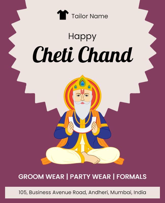 Festive Purple Cheti Chand Celebration Poster Template