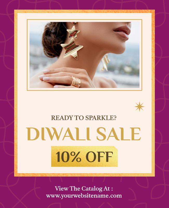 Festive Purple Diwali Sale Jewelry Promotion Poster Template