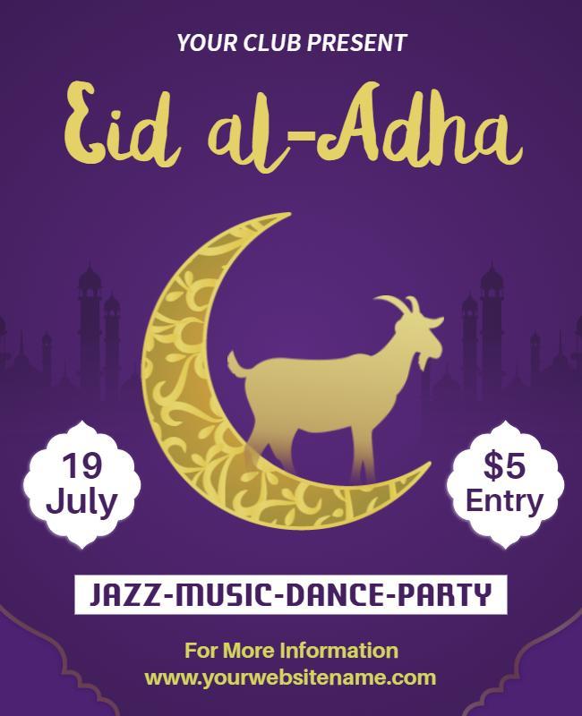 Festive Purple Eid al-Adha Celebration Party Flyer Template