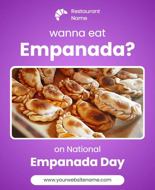 Festive Purple Empanada Day Food Celebration Poster Template