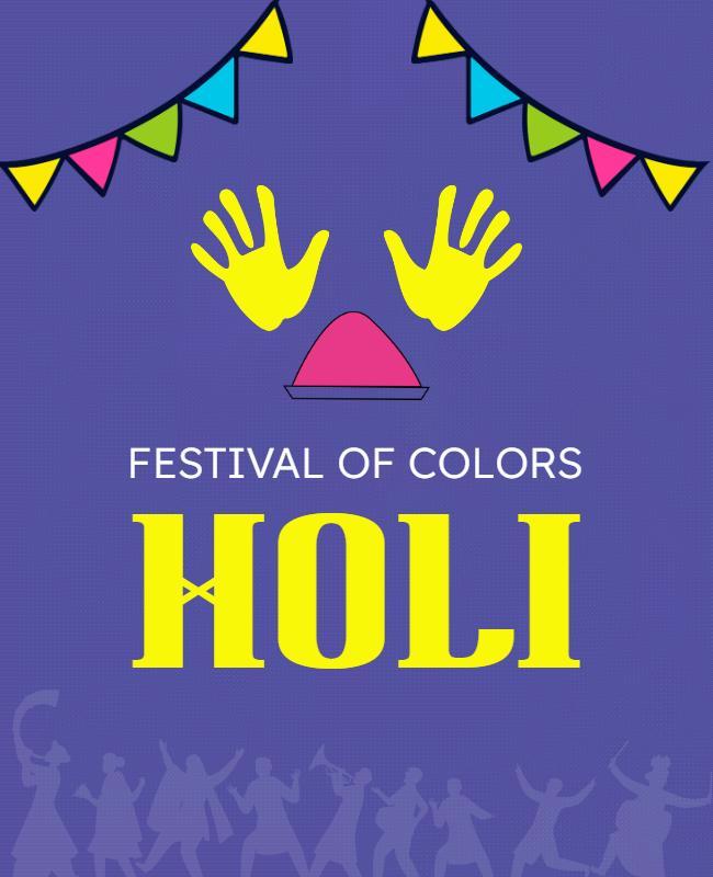 Festive Purple Holi Celebration Festival of Colors Poster Template