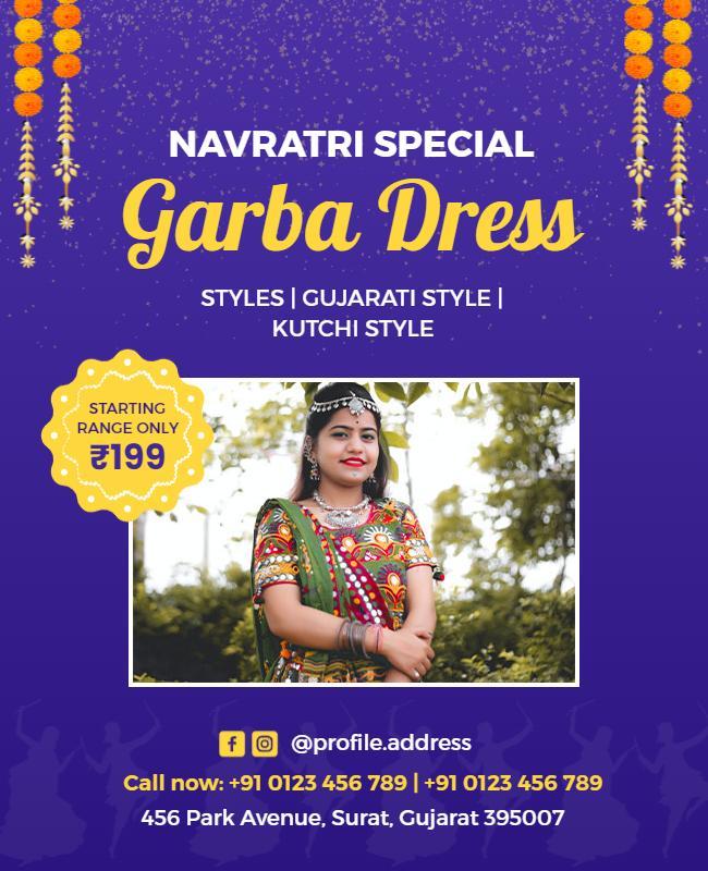 Festive Purple Navratri Garba Dress Promotion Poster Template