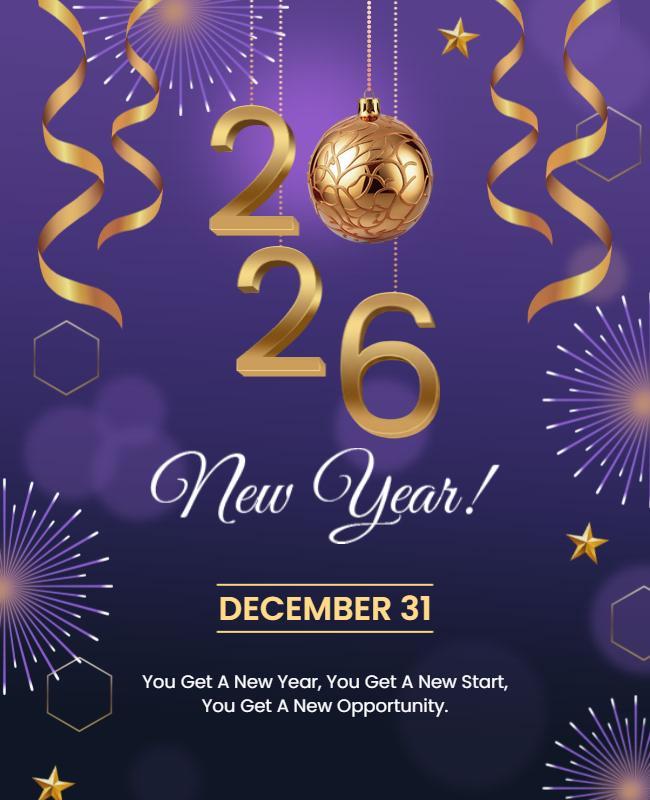 Festive Purple New Year Celebration Flyer Template
