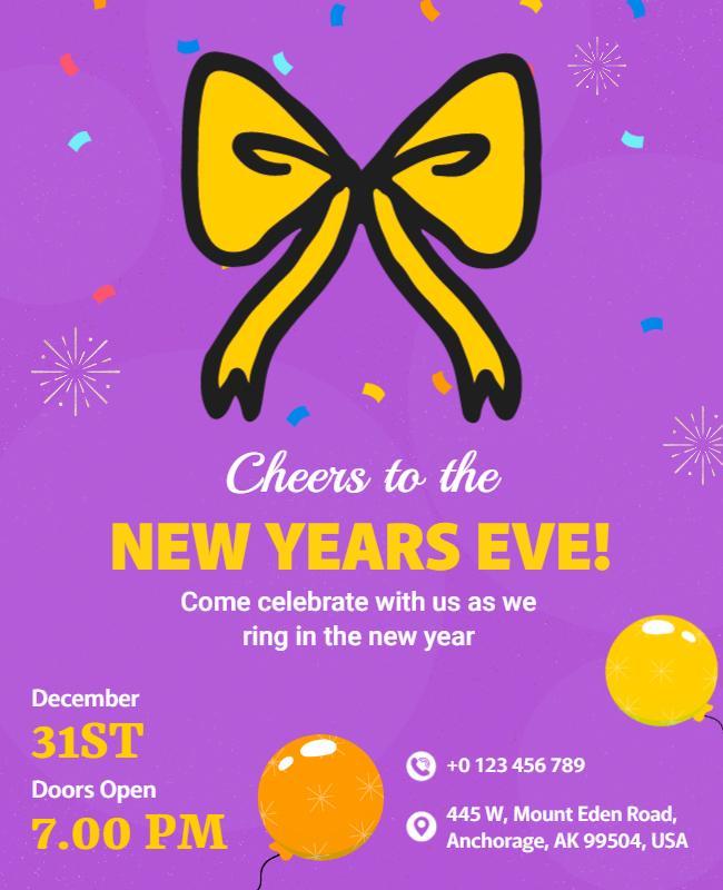 Festive Purple New Year's Eve Celebration Party Poster Template