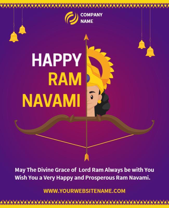 Festive Purple Ram Navami Celebration Poster Template